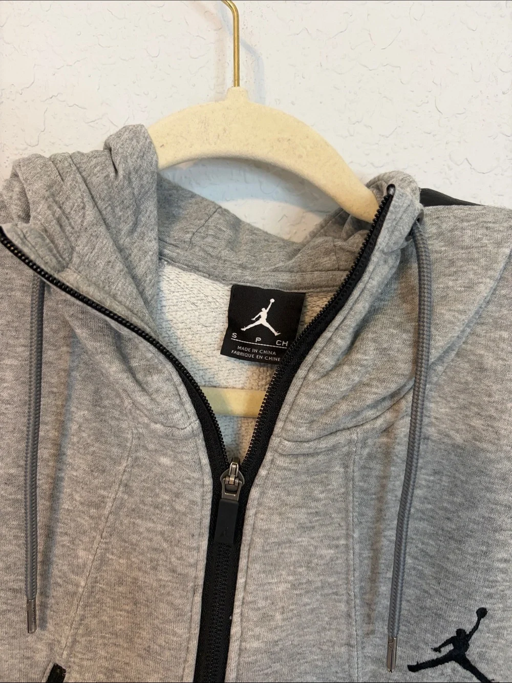 Jordan Flight Tech Full-Zip Hoodie Gray Black Logo Sleeve Size Small